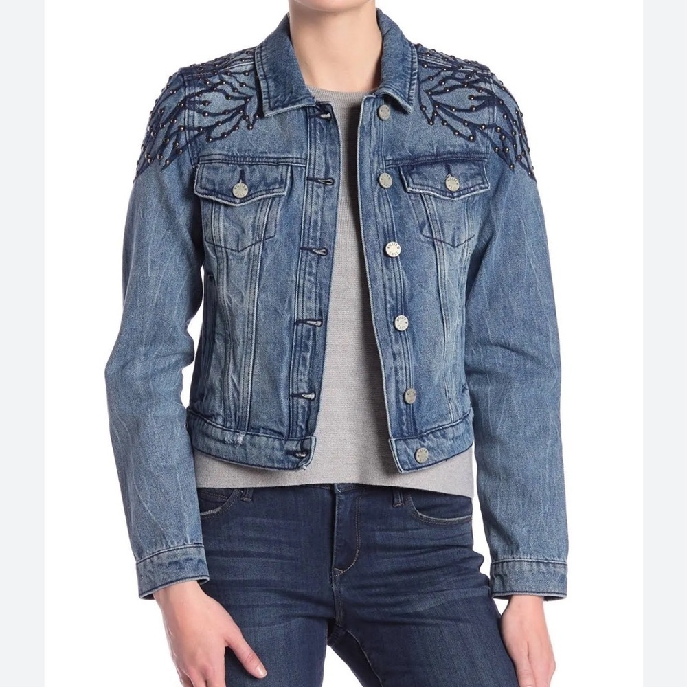 William Rast Cotton Studded Denim Jacket